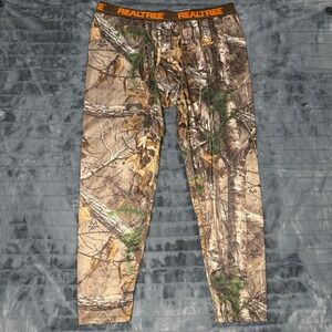 Realtree Mens Camo Thermal Leggings Base Layer Fleece Lined XL 40-42 Brown Camo